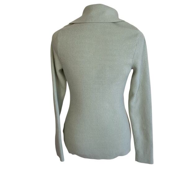 Abercrombie & Fitch Slim Ribbed Button Down Polo Sweater Cardigan Pastel Green S - Picture 7 of 16